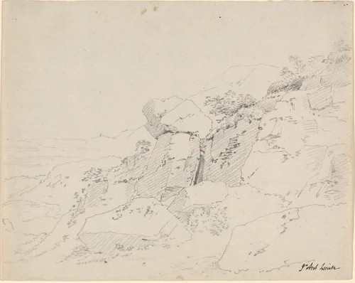 Glacial Boulders at the Edge of a Mountain by Jean Antoine Linck, drawing, 1766-1843
