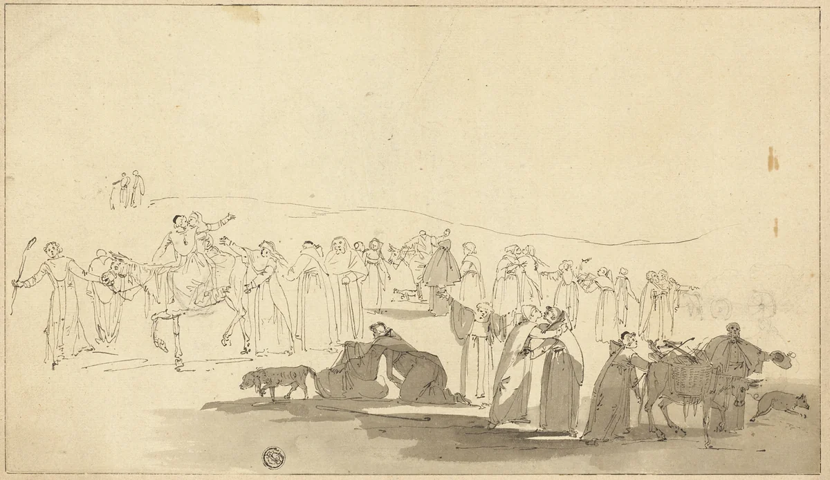 Canterbury Pilgrims by Thomas Stothard, drawing, 1805-1812