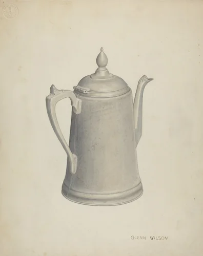 Pewter Teapot by Glenn Wilson, index of american design, 1941