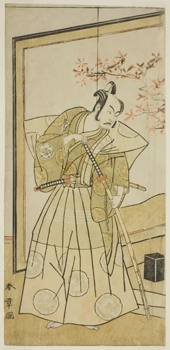 The Actor Nakamura Juzo II as Akita Jonosuke in the Play Onna Aruji Hatsuyuki no Sekai, Performed at the Morita Theater in the Eleventh Month, 1773 by Katsukawa Shunsho (勝川 春章), print, 1768-1778