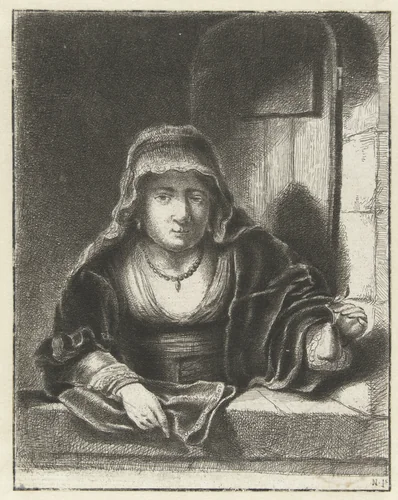 Vrouw met een peer by anonymous, print, 1700-1799