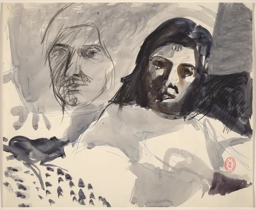 Untitled [studies of two heads] by Richard Diebenkorn, drawing, 1955-1967