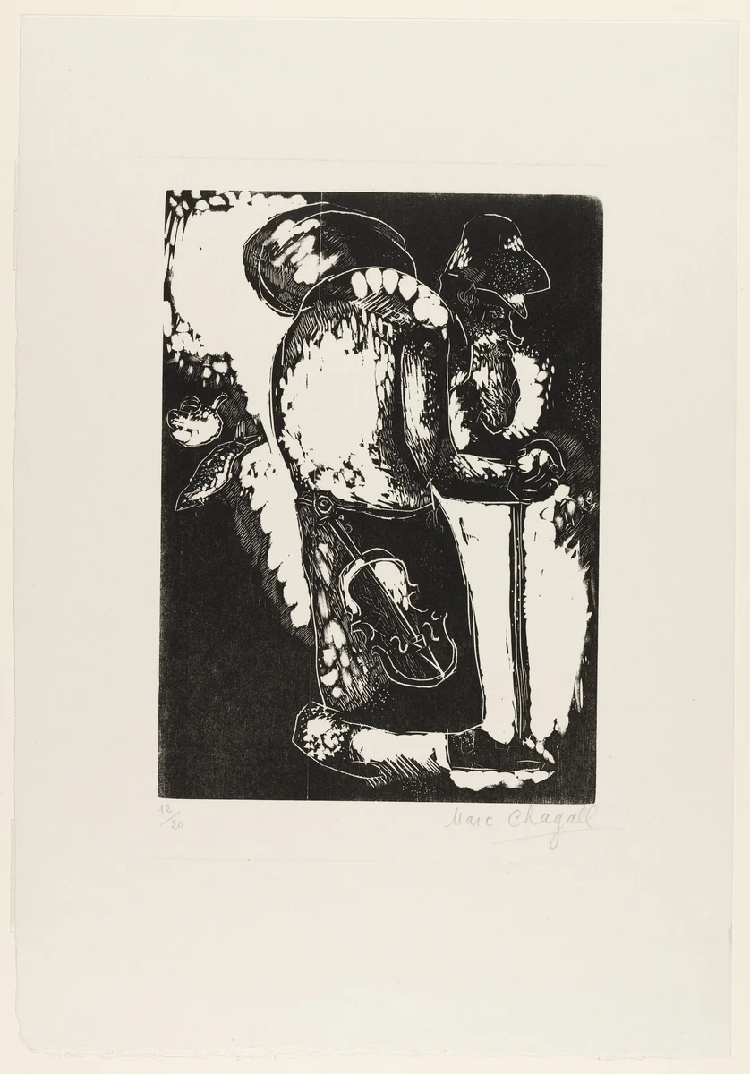 Beggar with Violin by Marc Chagall, print, 1924