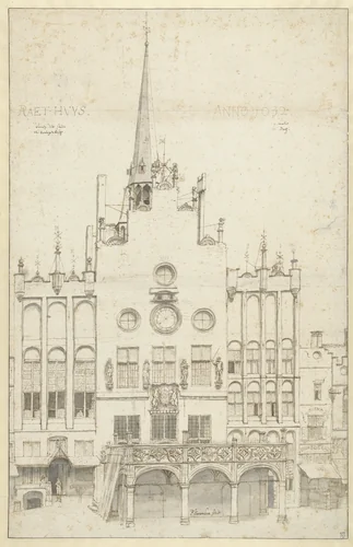 View of the Town Hall, 's-Hertogenbosch by Pieter Jansz Saenredam, drawing, 1632