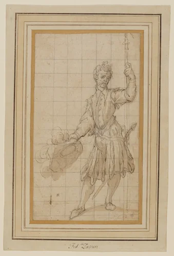 A Swiss Guard by Federico Zuccaro, drawing, 1571-1635