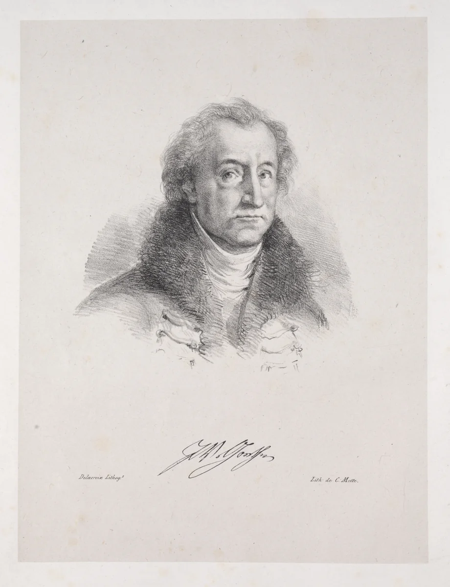 Illustrations for Faust: Frontispiece - Portrait of Johann Wolfgang von Goethe by Eugène Delacroix, print, 1828