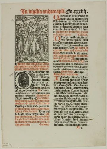 Crucifixion of Saint Andrew from Missale Monasteriense, plate 65 from Woodcuts from Books of the XVI Century by Unknown Artist, print, 1520