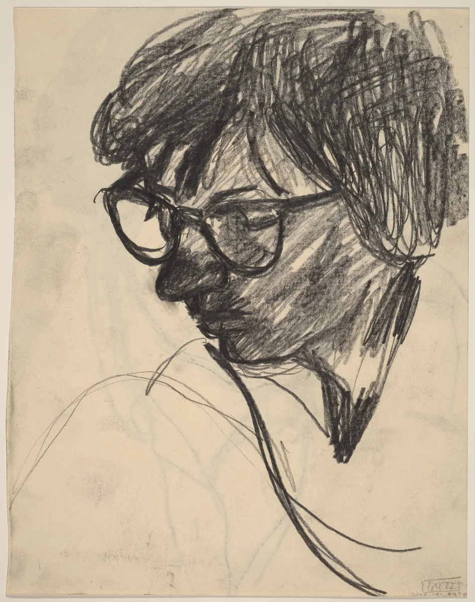 Untitled [woman wearing eyeglasses in three-quarter view] [verso] by Richard Diebenkorn, drawing, 1955-1967