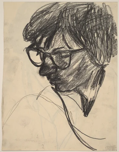 Untitled [woman wearing eyeglasses in three-quarter view] [verso] by Richard Diebenkorn, drawing, 1955-1967