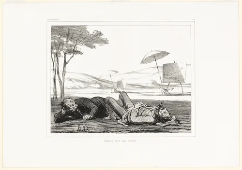 Landscape painters at work, plate 309 from Souvenirs d’artistes by Honoré-Victorin Daumier, print, 1862