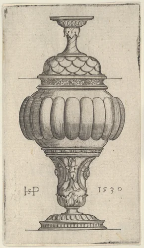 Double Goblet with Oval Decorations by Sebald Beham, print, 1530