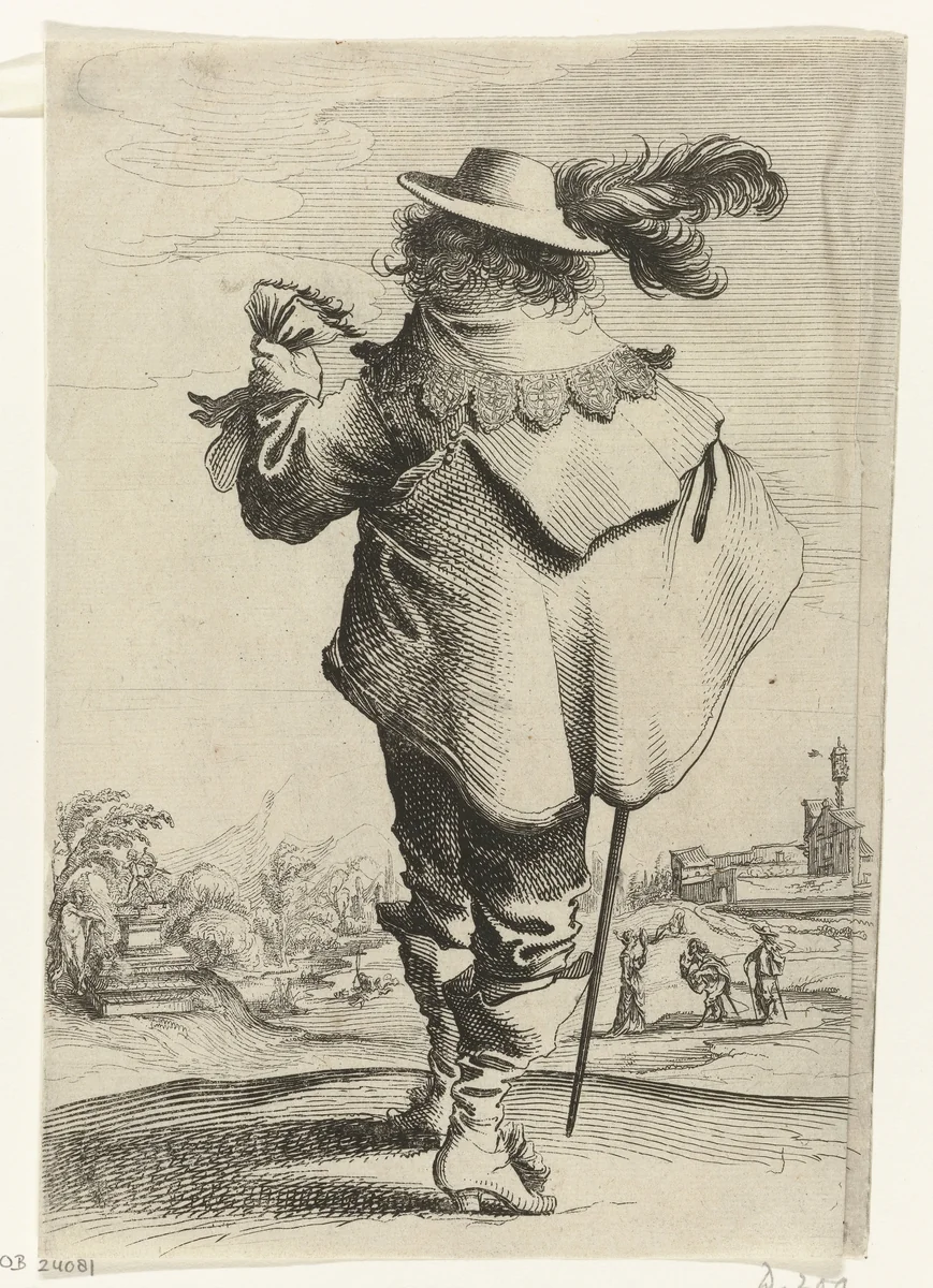 Man op de rug gezien by Pieter Nolpe, print, 1623-1653