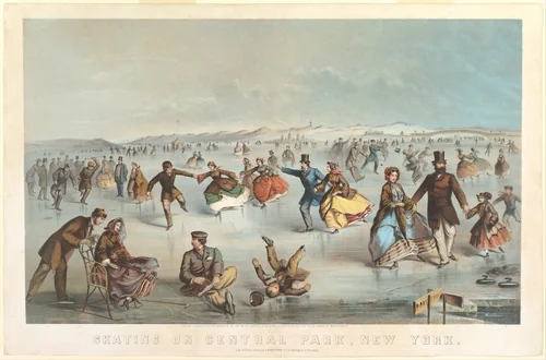 Skating in Central Park, New York by Winslow Homer, print, 1861