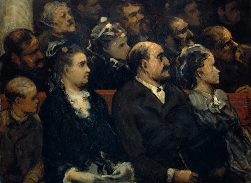 French Theater by Honoré Daumier, painting, 1856