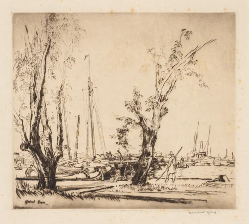 On the Y, Amsterdam by Muirhead Bone, print, 1913