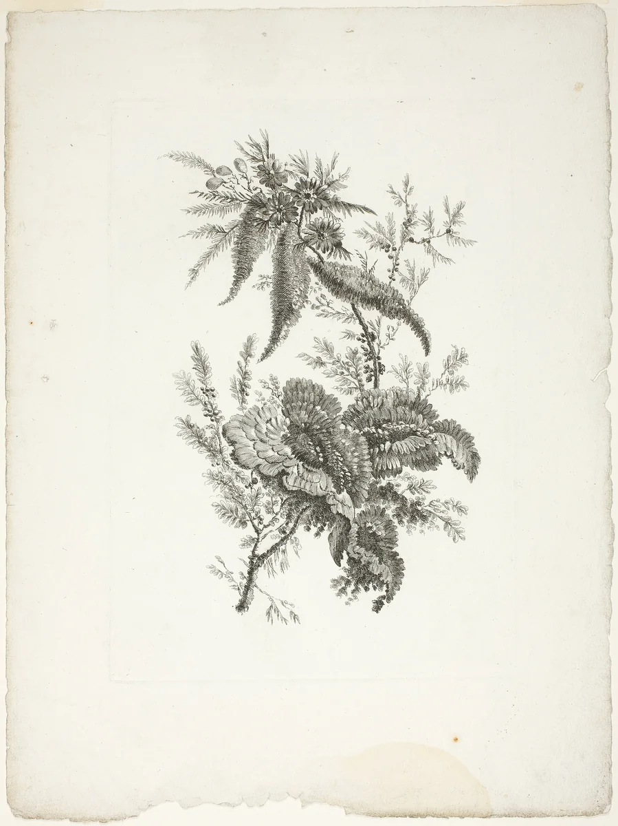 Bouquet, from Collection of New Flowers of Taste for the Manufacture of Persian Cloth, Invented and Drawn by Jean Pillement by Johann Heinrich Hess, print, 1765-1770