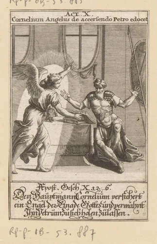 Engel spreekt tot Cornelius by anonymous, print, 1697