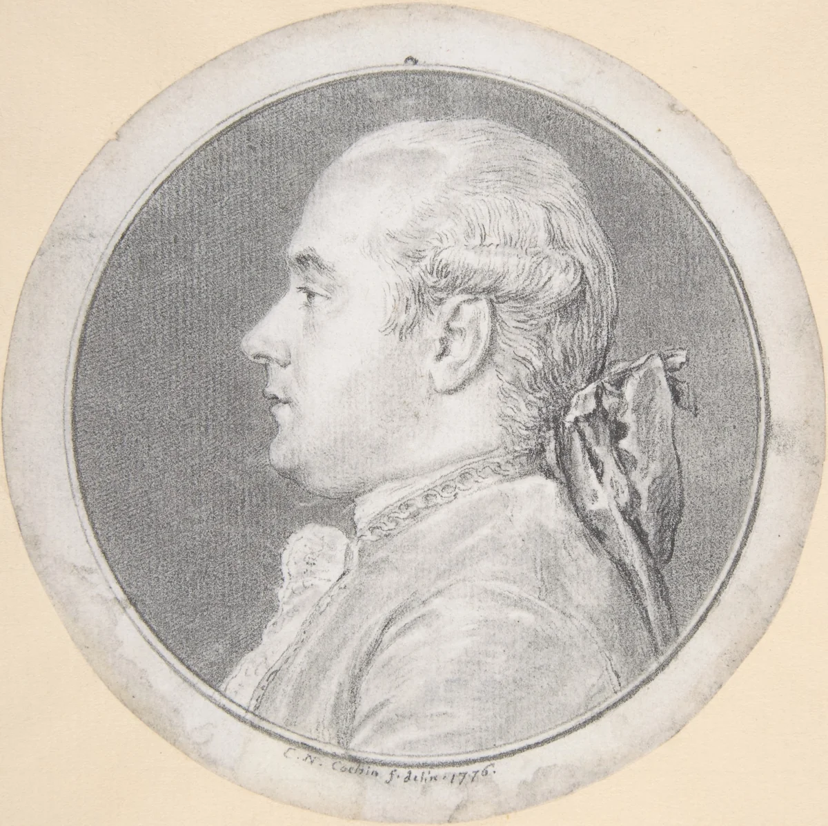 Bust of a Man, in Profile to Left by Charles Nicolas Cochin II, drawing, 1776