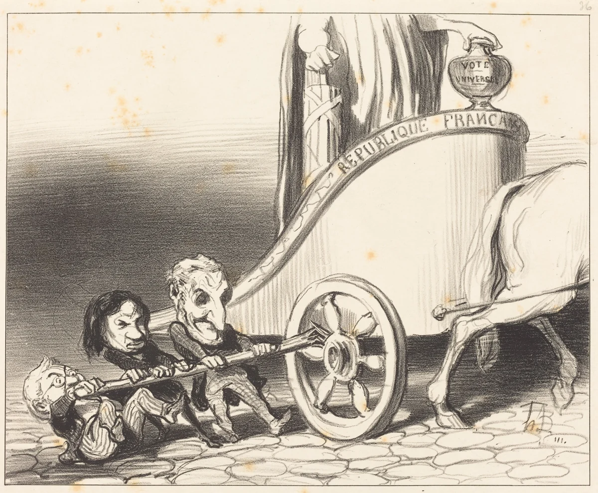 Ce char marchera toujours... by Honoré Daumier, print, 1849