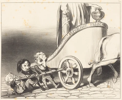 Ce char marchera toujours... by Honoré Daumier, print, 1849
