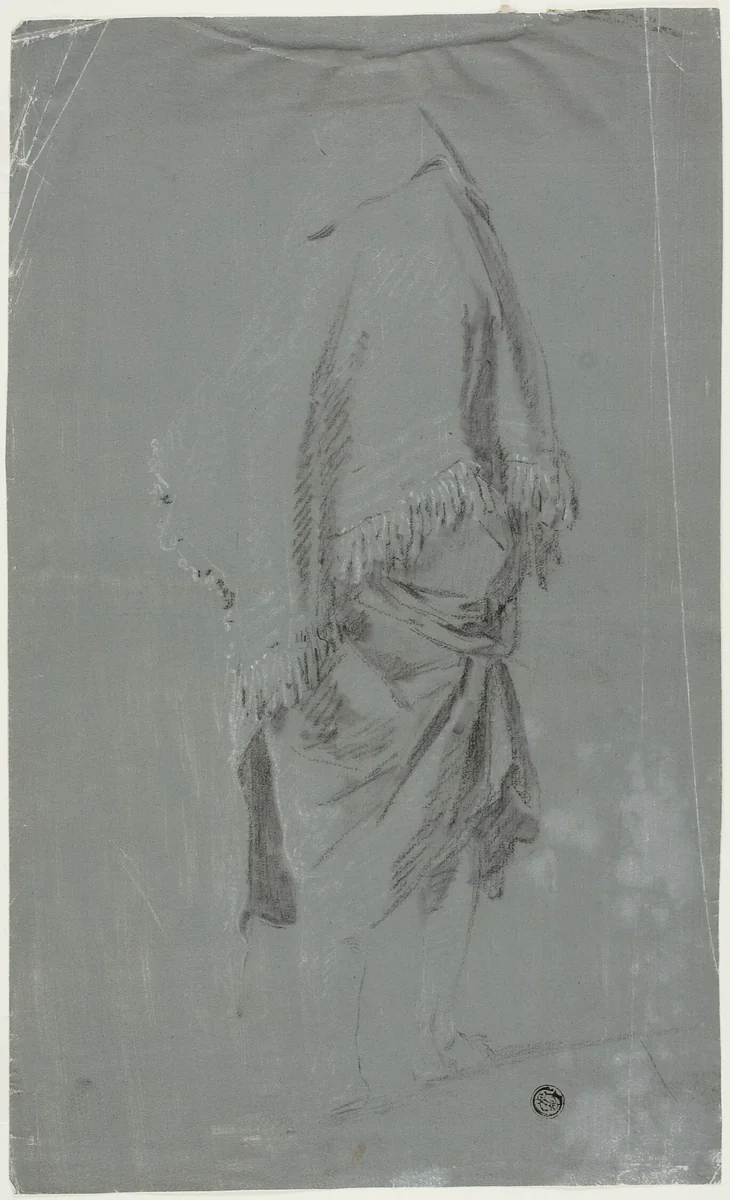 Shawled Woman Seen from the Back by Pierre-Jacques Volaire, drawing, 1749-1799