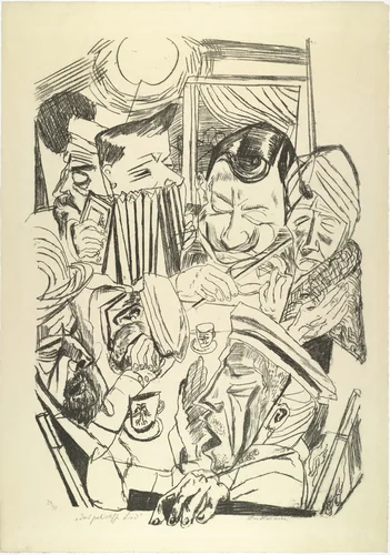 The Patriotic Song (plate 9) [Das patriotische Lied (Blatt 9)] from Hell (Die Hölle) by Max Beckmann, print, 1919