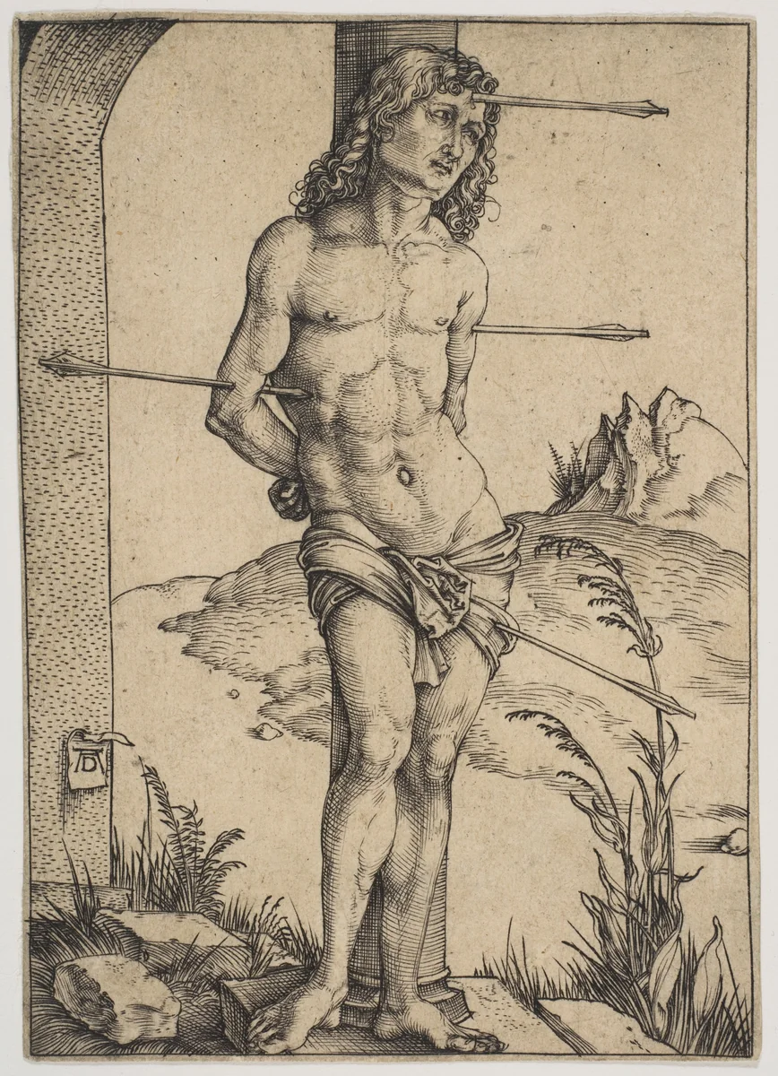 Saint Sebastian Bound to the Column by Albrecht Dürer, print, 1499