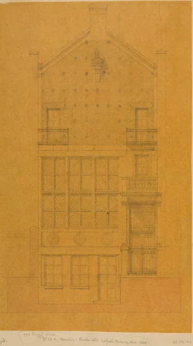 Architectural Drawing of the Exterior of the Comte de Nieuwerkerke's House by Hector-Martin Lefuel, drawing, 1845-1895