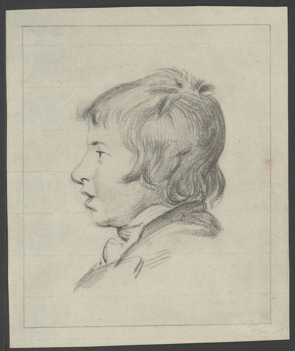 Gezicht van een jonge man by Jean Bernard, drawing, 1775-1833