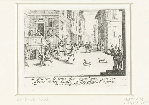 De verloren zoon wordt verdreven by Jacques Callot, print, 1635
