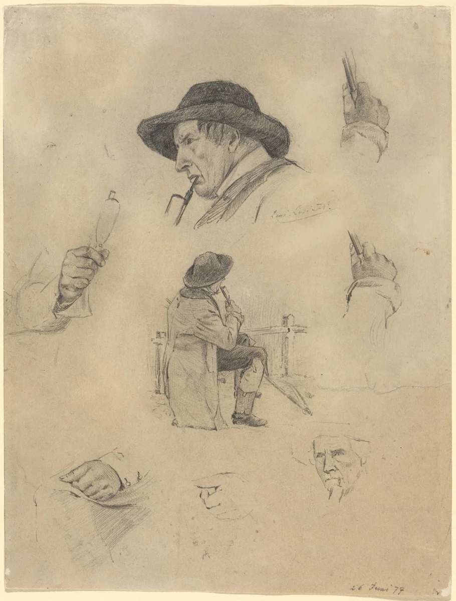 Sheet of Sketches by Lovis Corinth, drawing, 1877