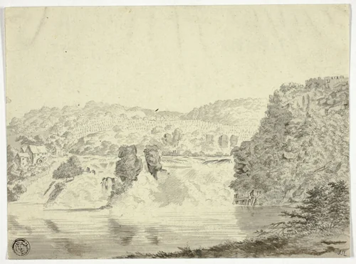 Rhone Waterfall near Schafhausen by Pieter Gaal, drawing, 1800-1819