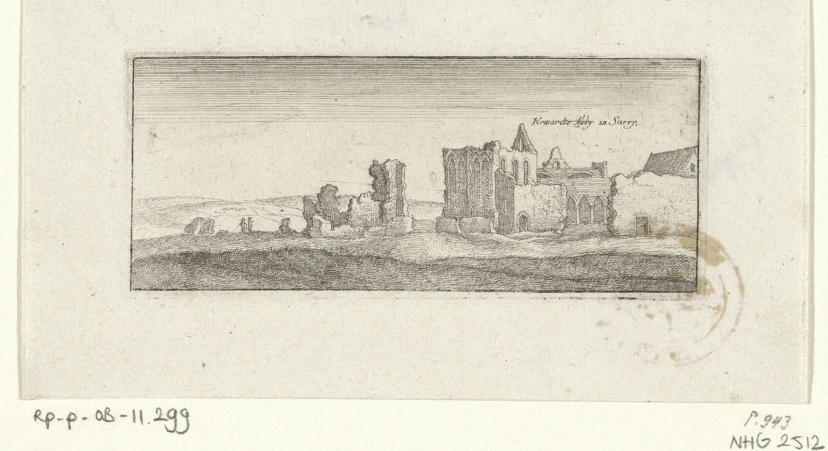 Gezicht op Newark Abbey by Wenceslaus Hollar, print, 1625-1677