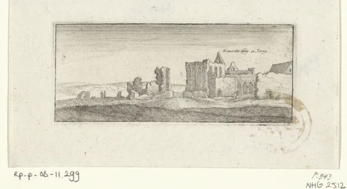 Gezicht op Newark Abbey by Wenceslaus Hollar, print, 1625-1677
