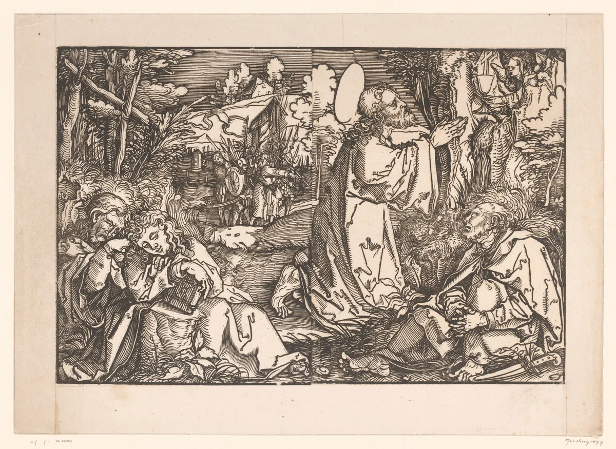 Christus in de hof van Getsemane by anonymous, print, 1522