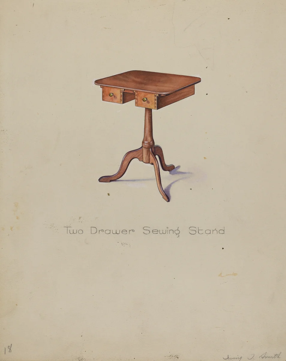 Shaker Tripod Sewing Stand by Irving I. Smith, index of american design, 1935-1942