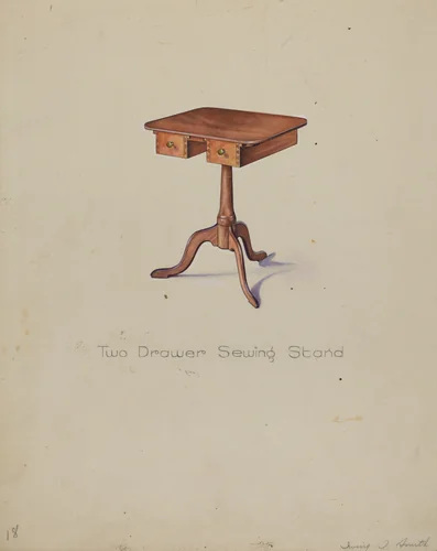 Shaker Tripod Sewing Stand by Irving I. Smith, index of american design, 1935-1942