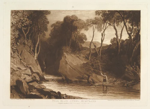 Near Blair Athol, Scotland, part VI, plate 30 from "Liber Studiorum" by Joseph Turner, print, 1811