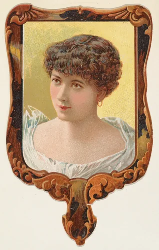 Hand mirror with dark frame, from the Novelties series (N122) issued by Gail & Ax Tobacco to promote Navy Long Cut by Gail & Ax Tobacco, print, 1889