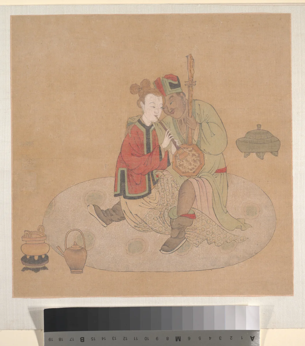 Tartar Officer with Blond Lady Playing Musical Instruments by Unidentified Artist, painting, 1800-1899