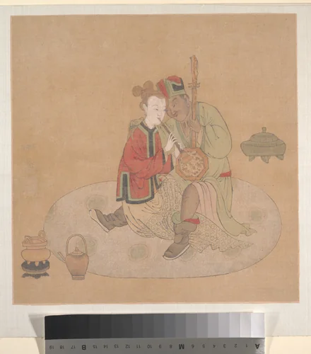 Tartar Officer with Blond Lady Playing Musical Instruments by Unidentified Artist, painting, 1800-1899