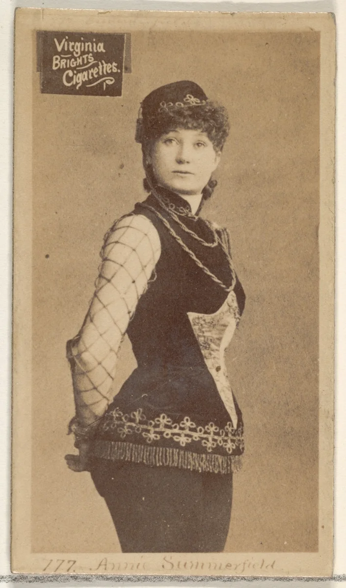 Card 777, Annie Summerfield, from the Actors and Actresses series (N45, Type 2) for Virginia Brights Cigarettes by Allen & Ginter, photograph, 1885-1891