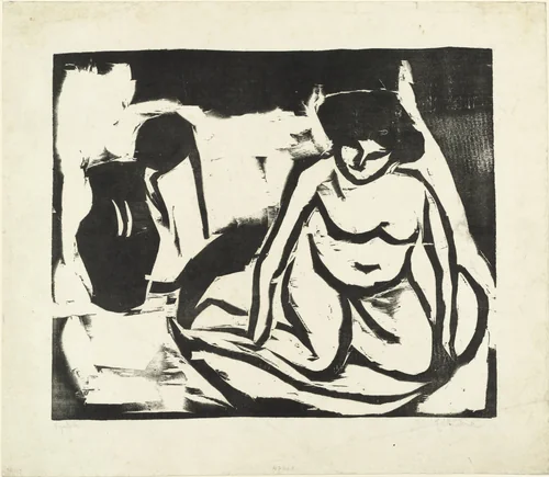 Nude Girl in the Bath (Nacktes Mädchen im Bad) by Ernst Ludwig Kirchner, print, 1909