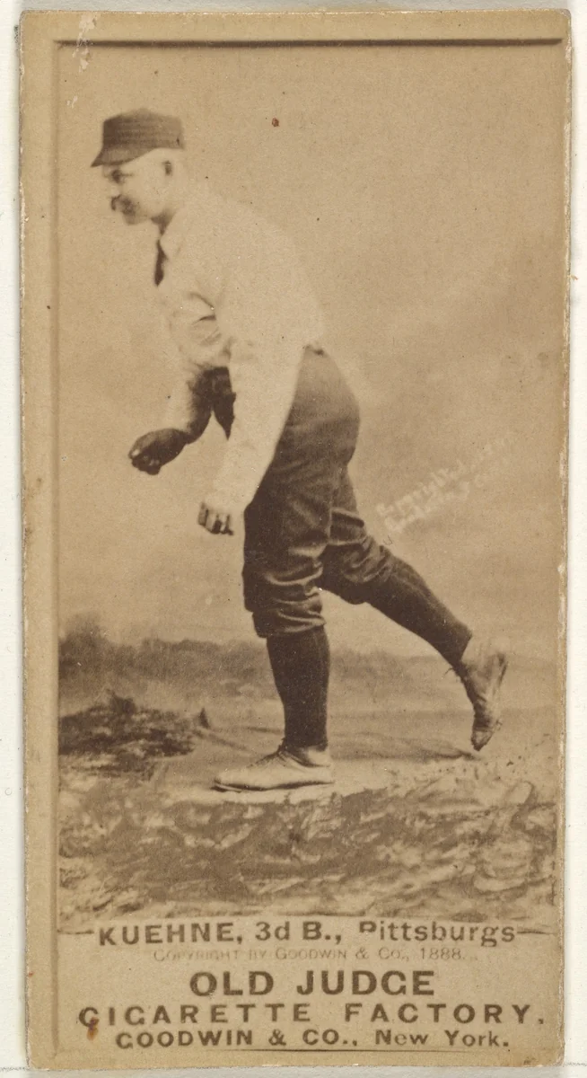 Bill Kuehne, 3rd Base, Pittsburgh, from the Old Judge series (N172) for Old Judge Cigarettes by Goodwin & Company, photograph, 1888