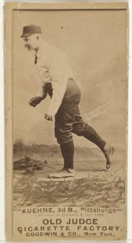 Bill Kuehne, 3rd Base, Pittsburgh, from the Old Judge series (N172) for Old Judge Cigarettes by Goodwin & Company, photograph, 1888