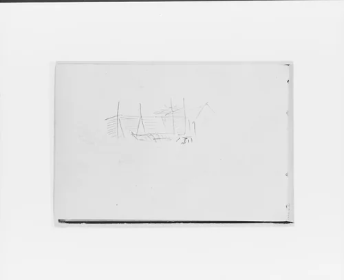 Dwellings with Canoe (from Sketchbook X) by William Trost Richards, artwork, 1885