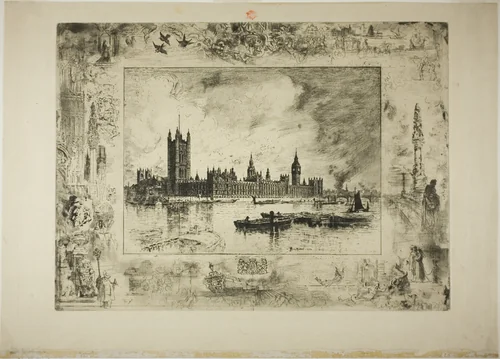 Westminster Palace by Félix Hilaire Buhot, print, 1884