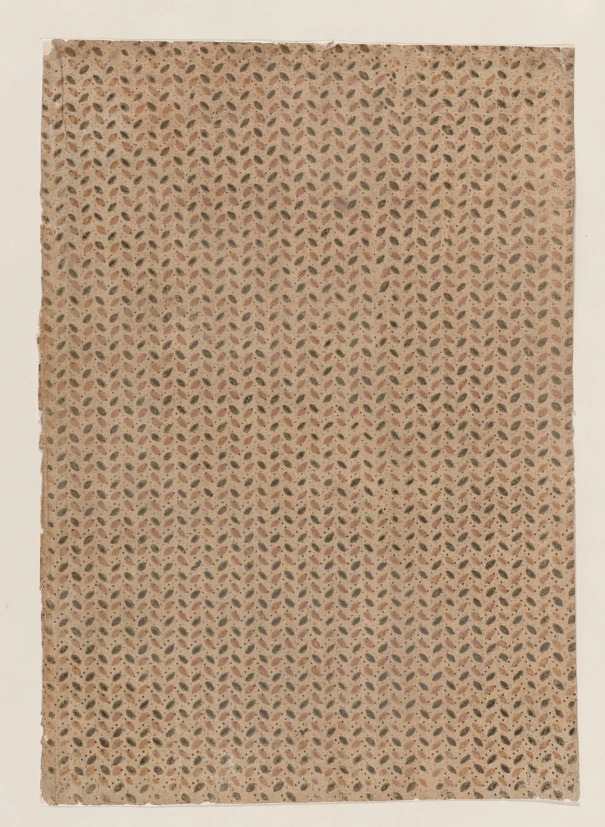 Sheet with overall pattern of dots and ovals by anonymous, print, 1800-1900