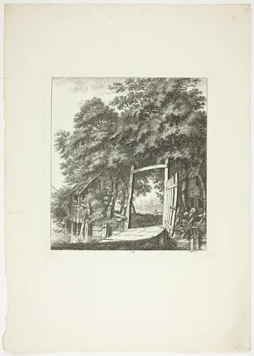 Fishing from a Window, plate three from Paysages Dédiés à M. Warelet by Salomon Gessner, print, 1764