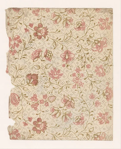Blad met ranken met bloemen op ruitvormig puntenfond by anonymous, other, 1700-1850